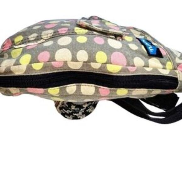 Kavu Limited Edition Tan With Pink & Yellow Polka Dot Canvas Rope Crossbody Bag - Picture 4 of 12